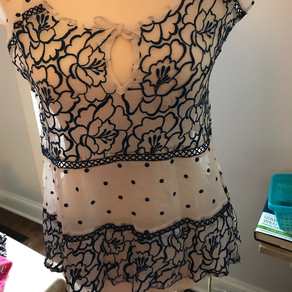 Blue and white blouse